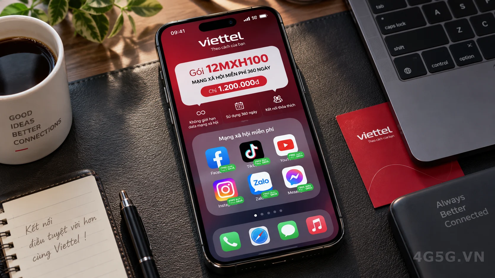 Ưu đãi data miễn cước mạng xã hội TikTok Facebook YouTube gói 12MXH100 Viettel