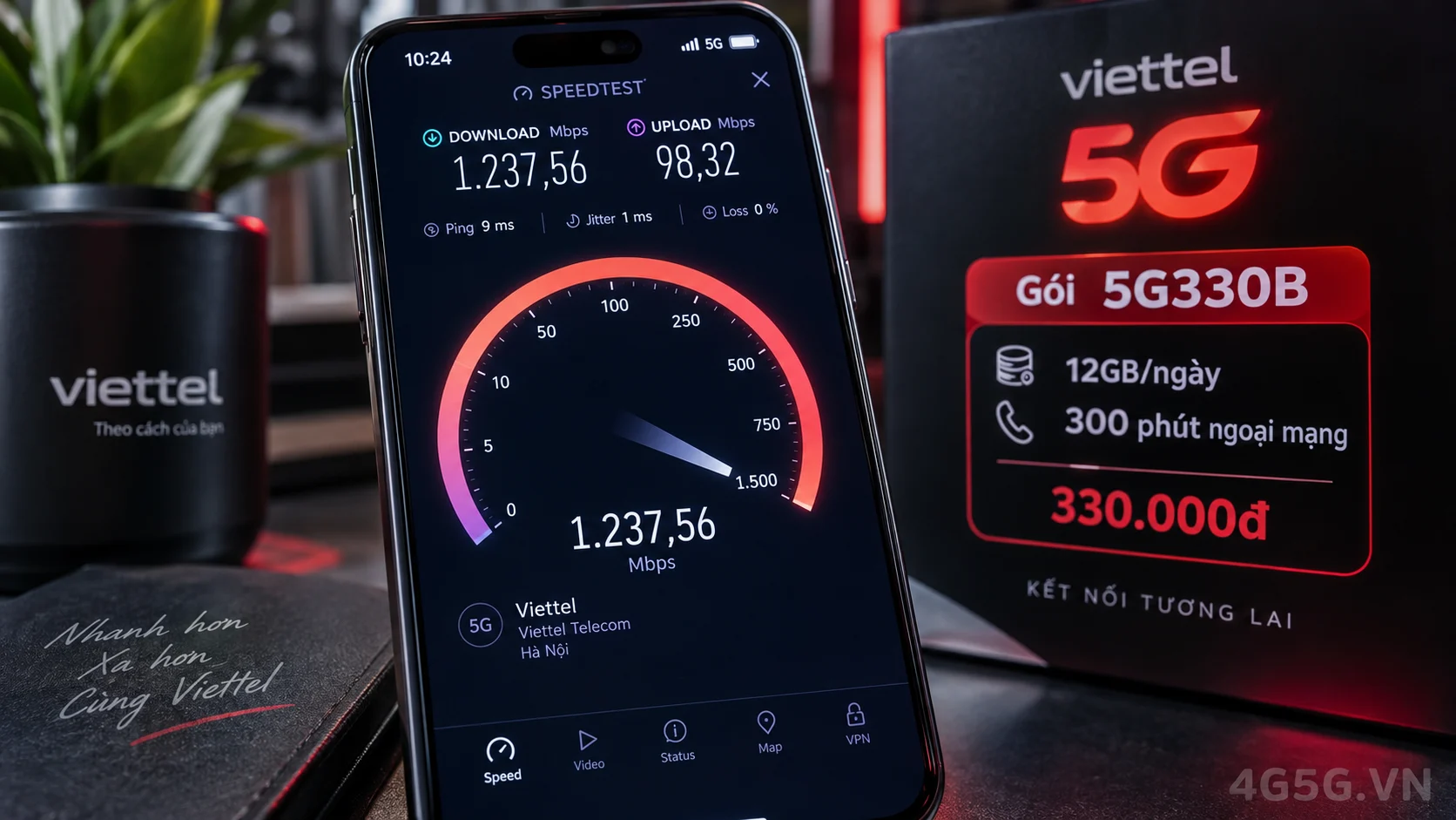 Kết quả đo kiểm tốc độ mạng 5G vượt trội của gói cước 5G330B Viettel