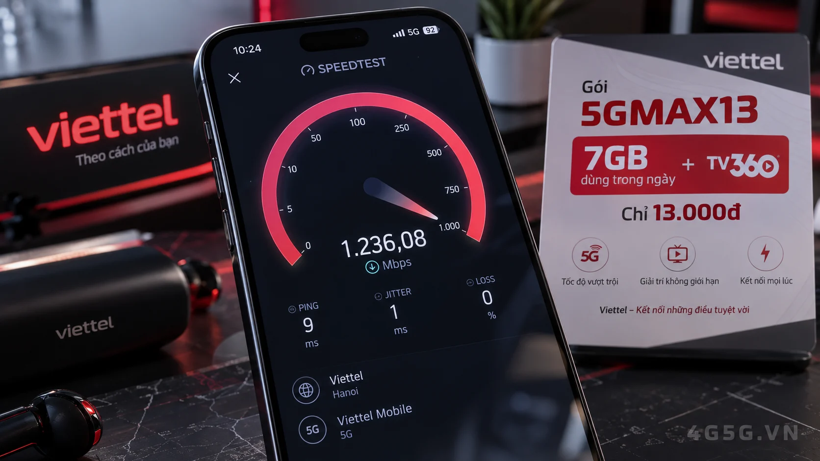 Kết quả đo kiểm tốc độ mạng 5G vượt trội của gói cước 5GMAX13 Viettel