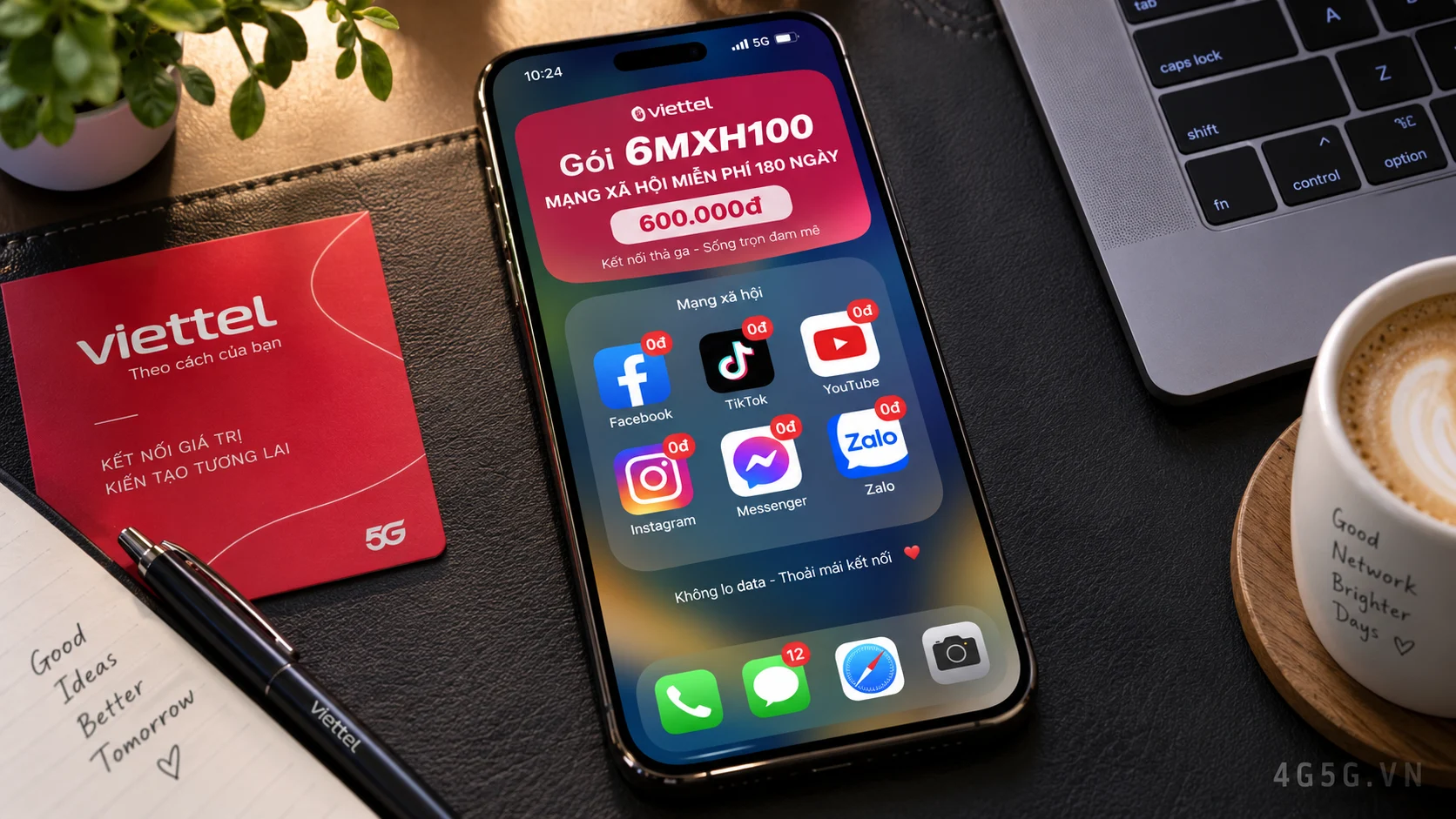 Ưu đãi data miễn cước mạng xã hội TikTok Facebook YouTube gói 6MXH100 Viettel