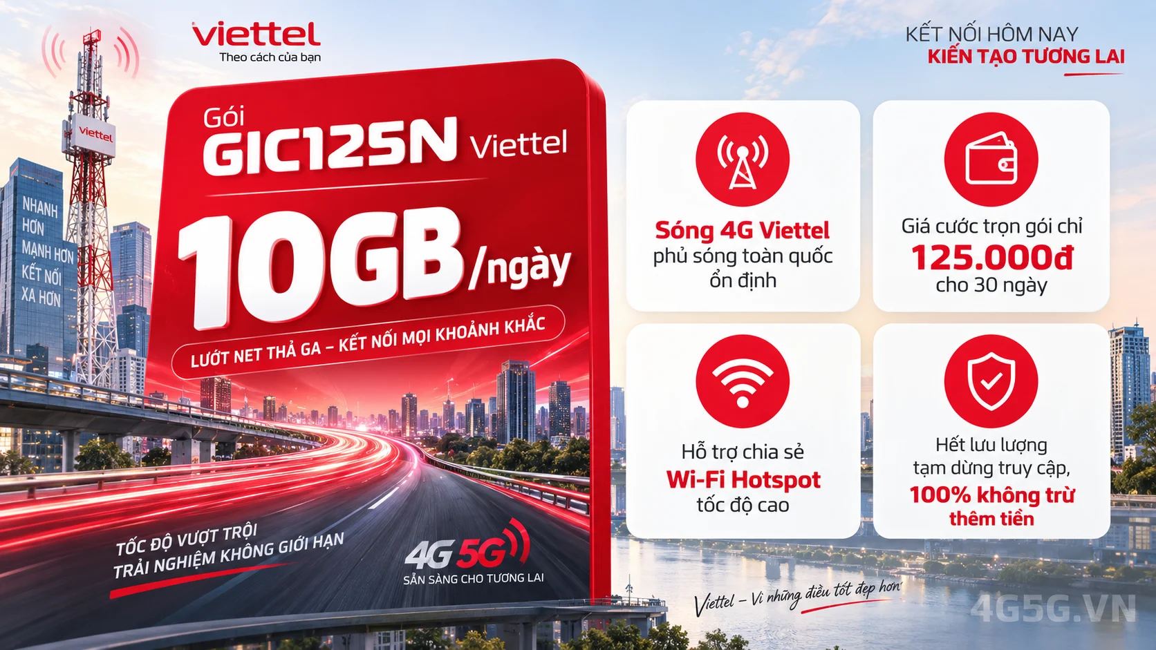 Ưu đãi nổi bật gói cước GIC125N Viettel 10GB/ngày tốc độ cao