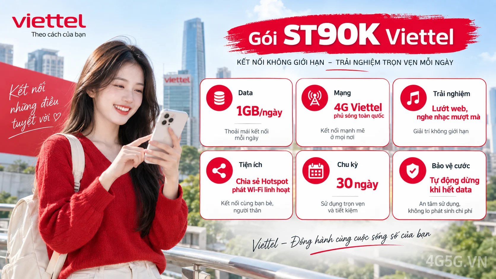Ưu đãi nổi bật gói cước ST90K Viettel 1GB/ngày tốc độ cao