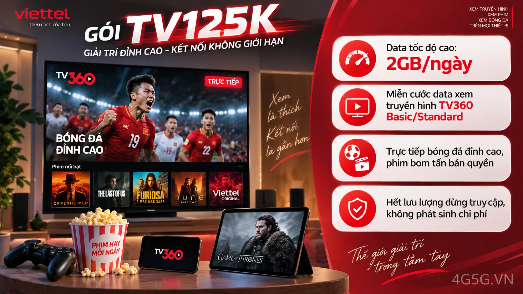 Ưu đãi giải trí truyền hình gói TV125K Viettel