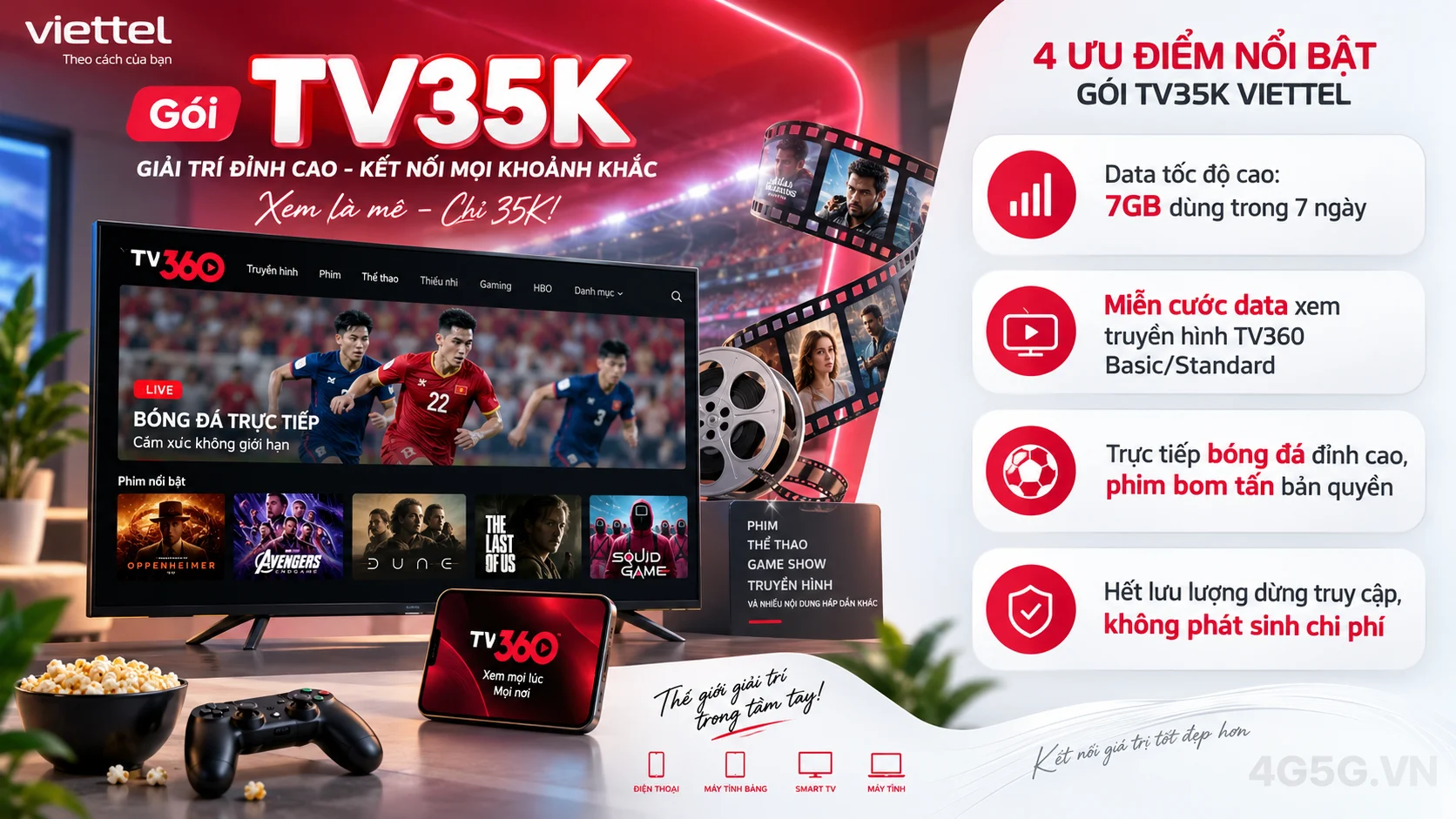 Ưu đãi giải trí truyền hình gói TV35K Viettel