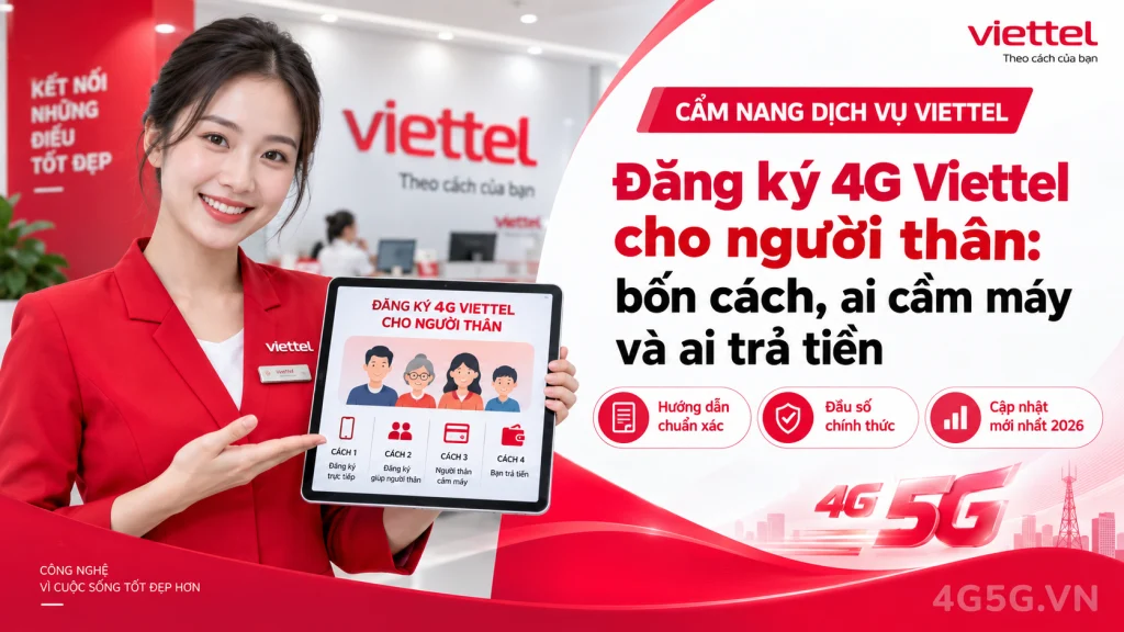 Ảnh đại diện gói cước Đăng Ký 4G Viettel Cho Người Thân 2026: Gói SD135 5GB, Từ 90K