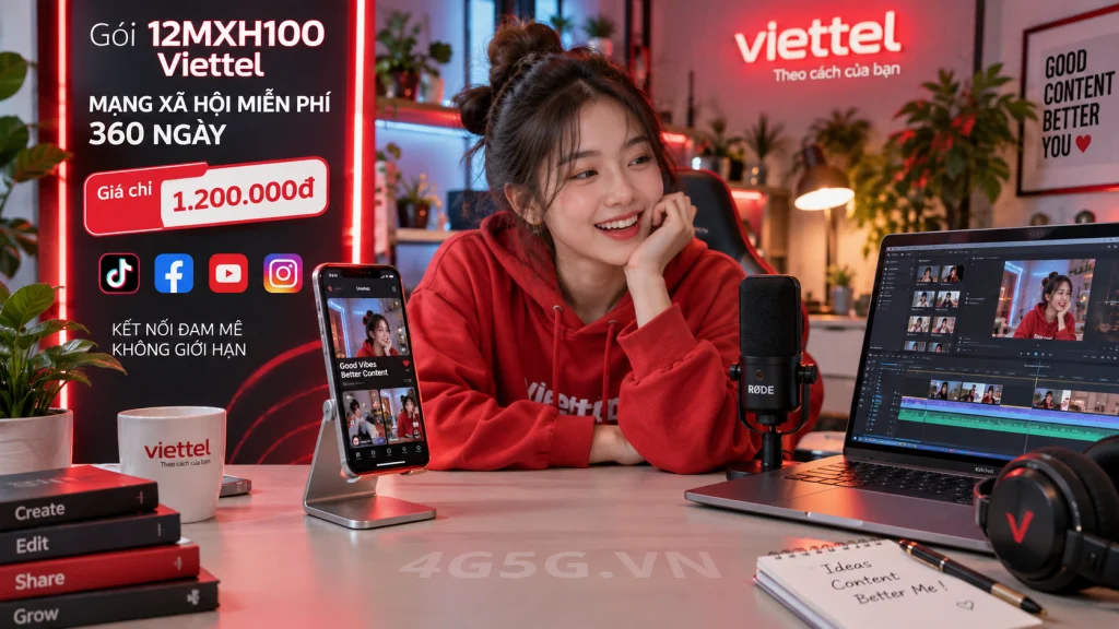 Ảnh đại diện gói cước Gói 12MXH100 Viettel – mạng xã hội miễn phí 360 ngày, giá 1.200.000đ