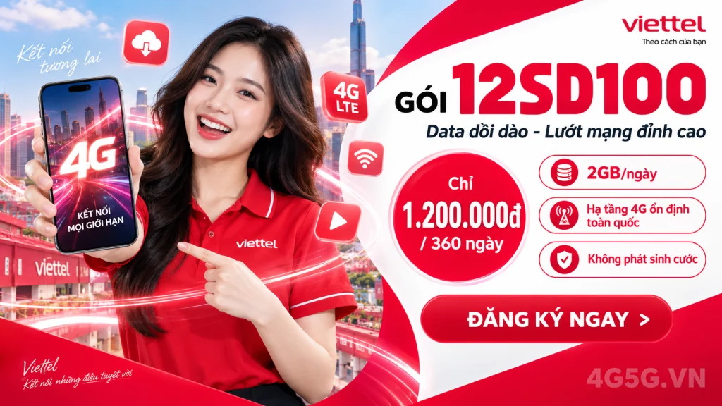 Ảnh đại diện gói cước Gói 12SD100 Viettel – 2GB/ngày trong 360 ngày (720GB) giá 1.200.000đ