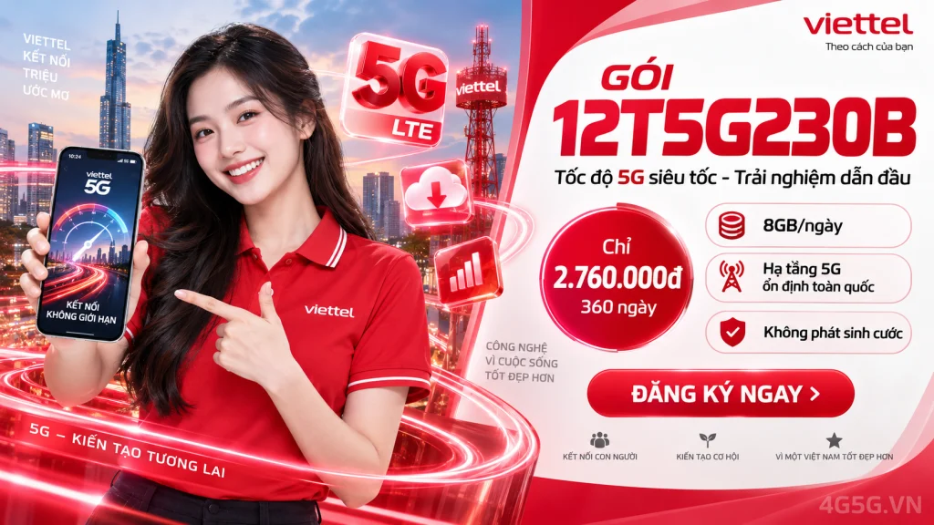 Ảnh đại diện gói cước Gói 12T5G230B Viettel – 8GB/ngày, gọi và TV360 đặc biệt 360 ngày, giá 2.760.000đ