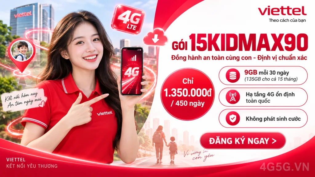 Ảnh đại diện gói cước Gói 15KIDMAX90 Viettel – 1.350.000đ cho 450 ngày dùng liên tục