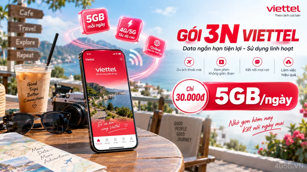 Ảnh đại diện gói cước Gói 3N Viettel – 5GB/ngày, gọi và nhắn tin trong 3 ngày, giá 30.000đ