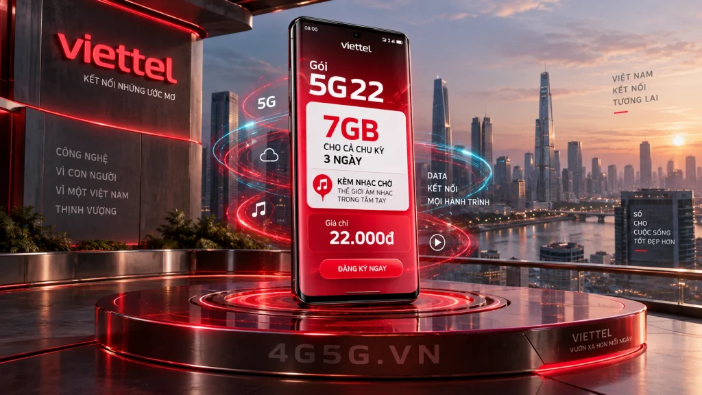 Ảnh đại diện gói cước Gói 5G22 Viettel – 7GB cho cả chu kỳ 3 ngày kèm nhạc chờ, giá 22.000đ