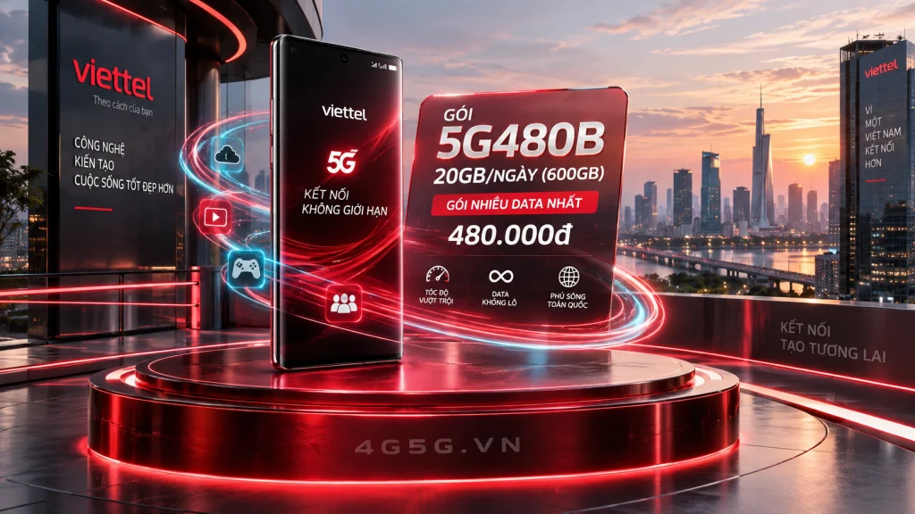 Ảnh đại diện gói cước Gói 5G480B Viettel – 20GB/ngày (600GB), gói nhiều data nhất, 480.000đ