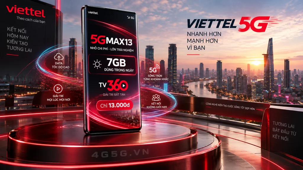 Ảnh đại diện gói cước Gói 5GMAX13 Viettel – 7GB dùng trong ngày kèm TV360, giá 13.000đ
