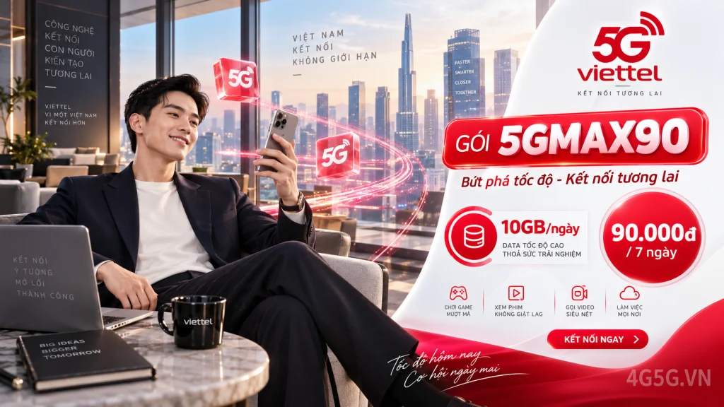 Ảnh đại diện gói cước Gói 5GMAX90 Viettel – 10GB/ngày kèm TV360 4K, giá 90.000đ cho 7 ngày