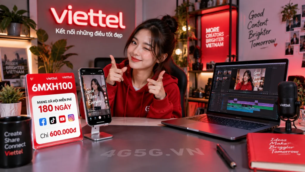 Ảnh đại diện gói cước Gói 6MXH100 Viettel – mạng xã hội miễn phí 180 ngày, giá 600.000đ