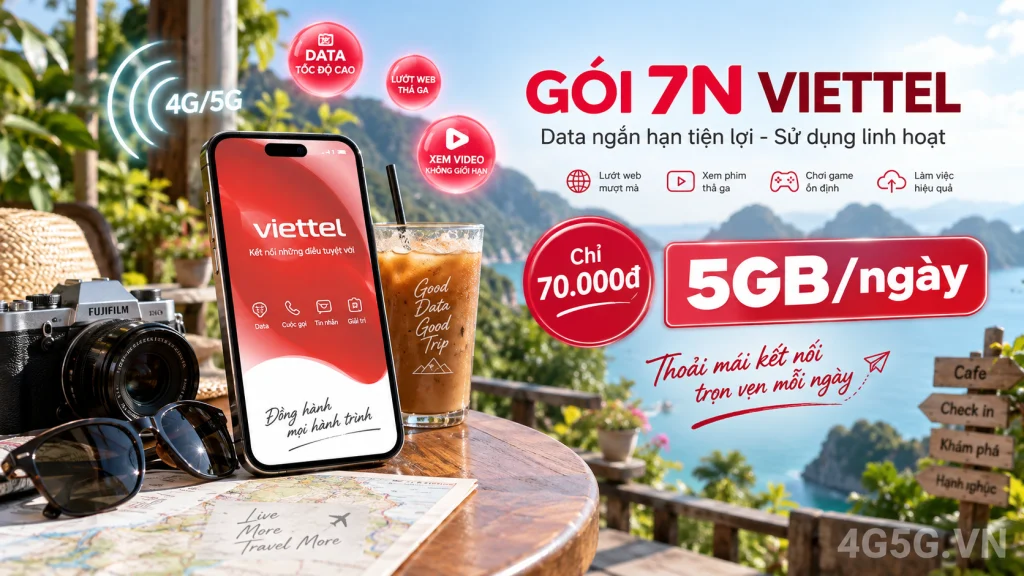 Ảnh đại diện gói cước Gói 7N Viettel – 5GB/ngày, gọi và nhắn tin trong 7 ngày, giá 70.000đ