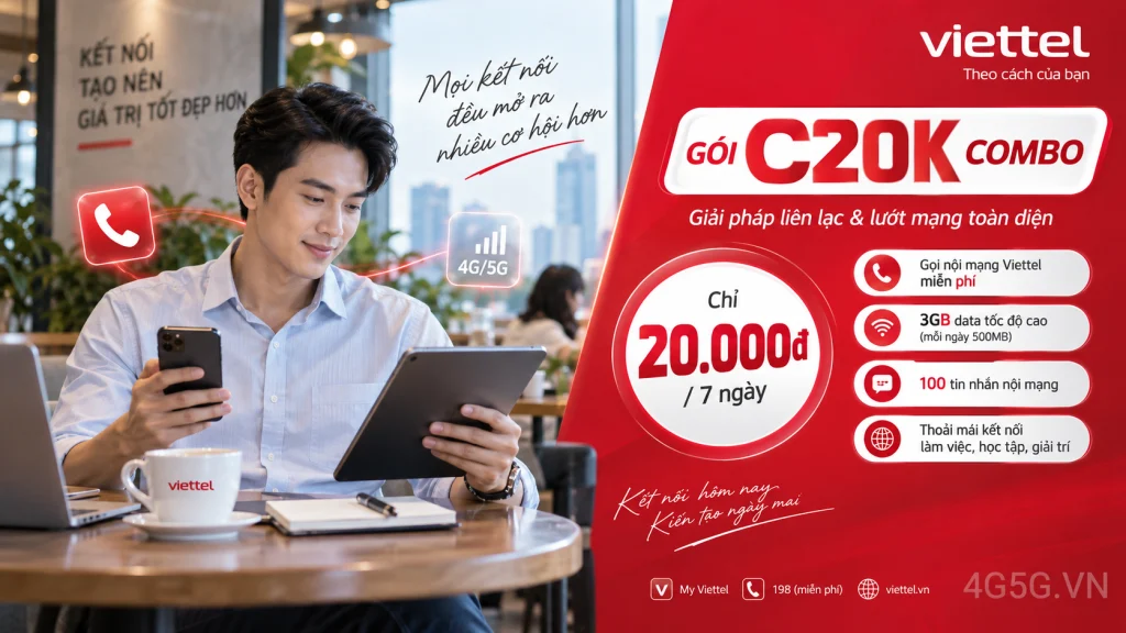 Ảnh đại diện gói cước Gói C20K Viettel – 1GB và 50 phút gọi nội mạng, 7 ngày giá 20.000đ
