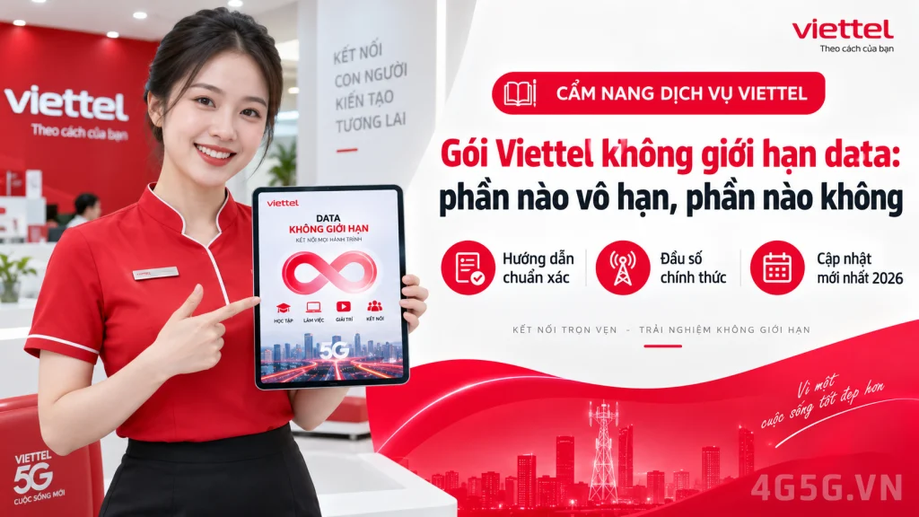 Ảnh đại diện gói cước Gói Data Viettel Vô Hạn 2026: MXH120 Free TikTok, YouTube, FB