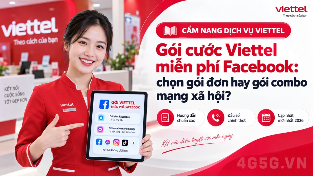 Ảnh đại diện gói cước Gói Viettel Miễn Phí Facebook 2026: MXH100, FB50K, Từ 5.000đ