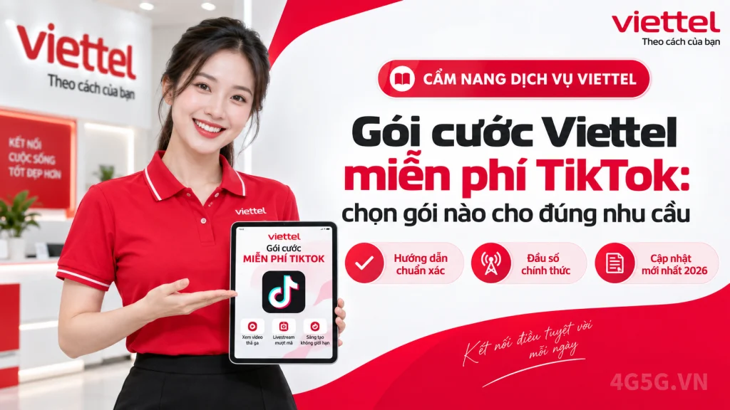 Ảnh đại diện gói cước Gói Viettel Miễn Phí TikTok 2026: MXH100, T50K, Chỉ Từ 5.000đ