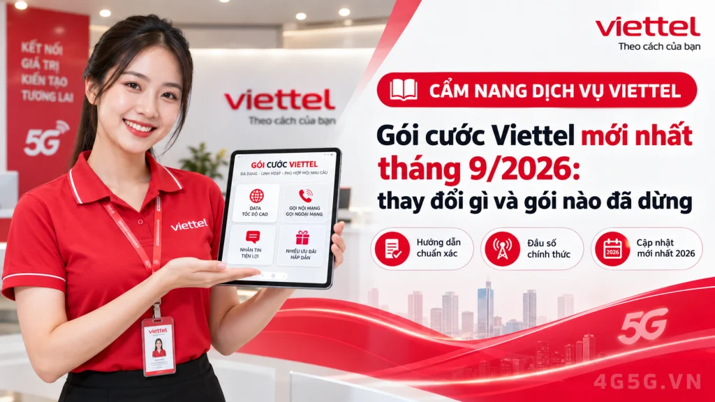 Ảnh đại diện gói cước Gói Cước Viettel Mới Nhất Tháng 9/2026: SD135, 5G150, Từ 50K