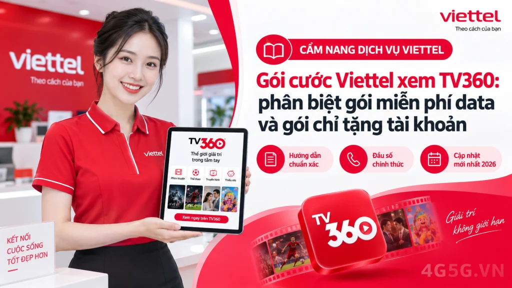 Ảnh đại diện gói cước Gói Viettel Xem TV360 2026: TV95K Free Data, SD135 Từ 7K