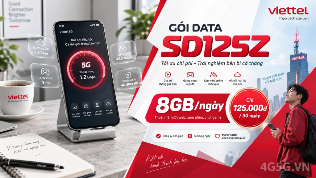 Ảnh đại diện gói cước Gói SD125Z Viettel – 8GB/ngày + TV360, bản 12 tháng lên 10GB/ngày