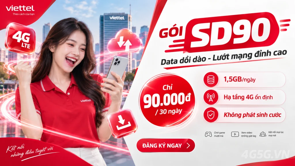Ảnh đại diện gói cước Gói SD90 Viettel – 1,5GB/ngày (45GB) giá 90.000đ