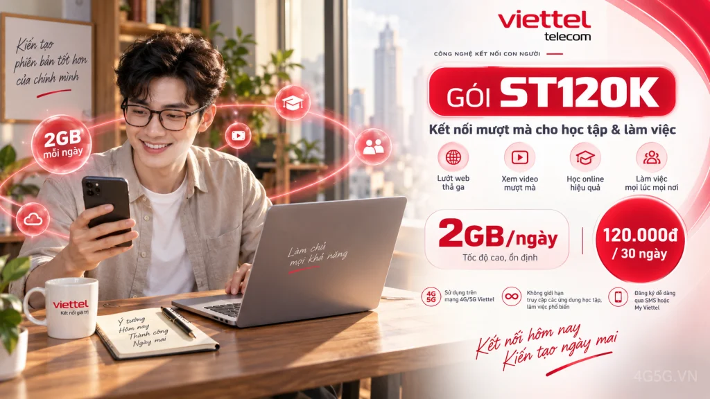 Ảnh đại diện gói cước Gói ST120K Viettel – 2GB/ngày (60GB) giá 120.000đ, áp dụng mọi thuê bao