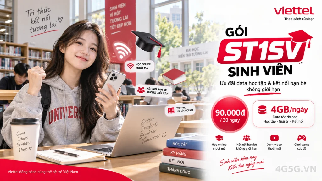 Ảnh đại diện gói cước Gói ST1SV Viettel – 4GB/ngày (120GB) kèm 50GB TikTok, giá 90.000đ cho SIM sinh viên
