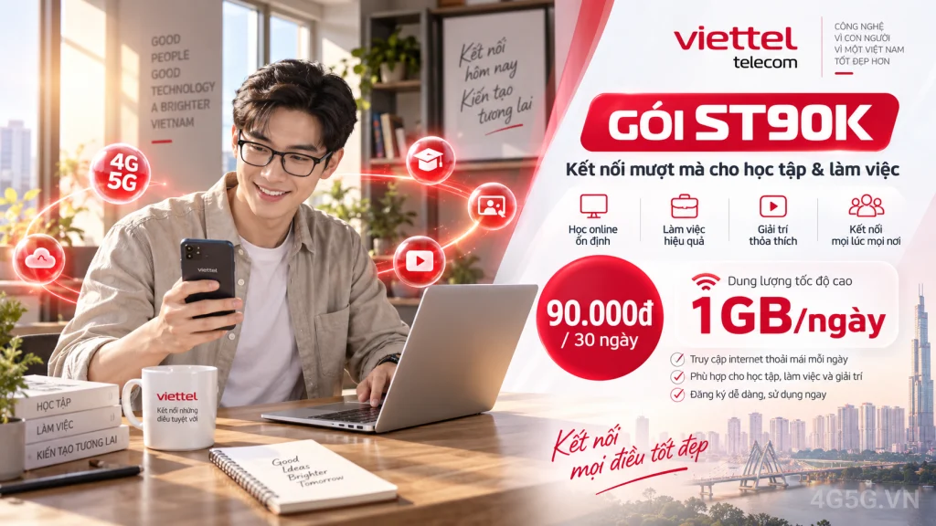Ảnh đại diện gói cước Gói ST90K Viettel – 1GB/ngày (30GB) giá 90.000đ, mọi thuê bao