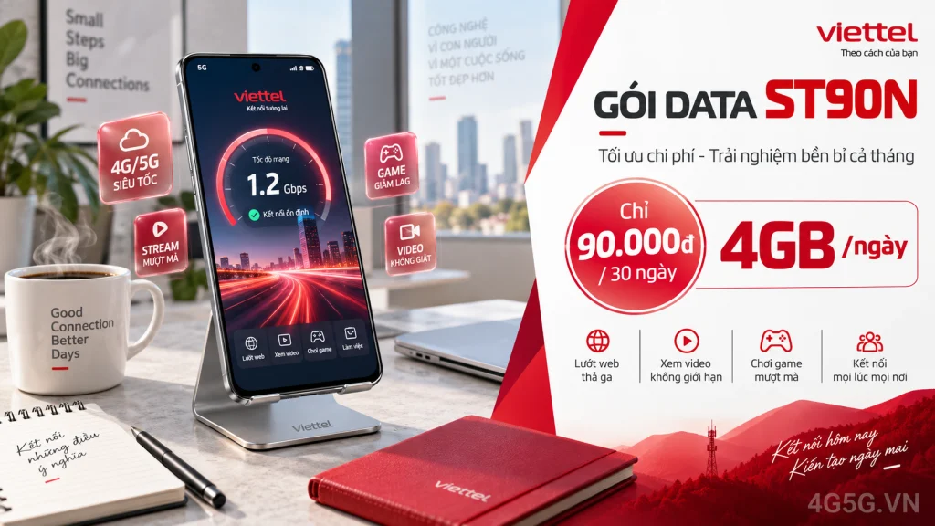 Ảnh đại diện gói cước Gói ST90N Viettel – 4GB/ngày (120GB) giá 90.000đ cho SIM sinh viên