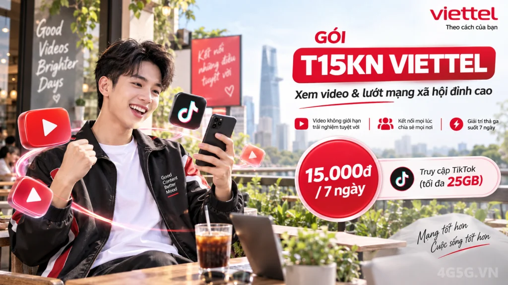 Ảnh đại diện gói cước Gói T15KN Viettel – 15.000đ cho 25GB TikTok trong 7 ngày