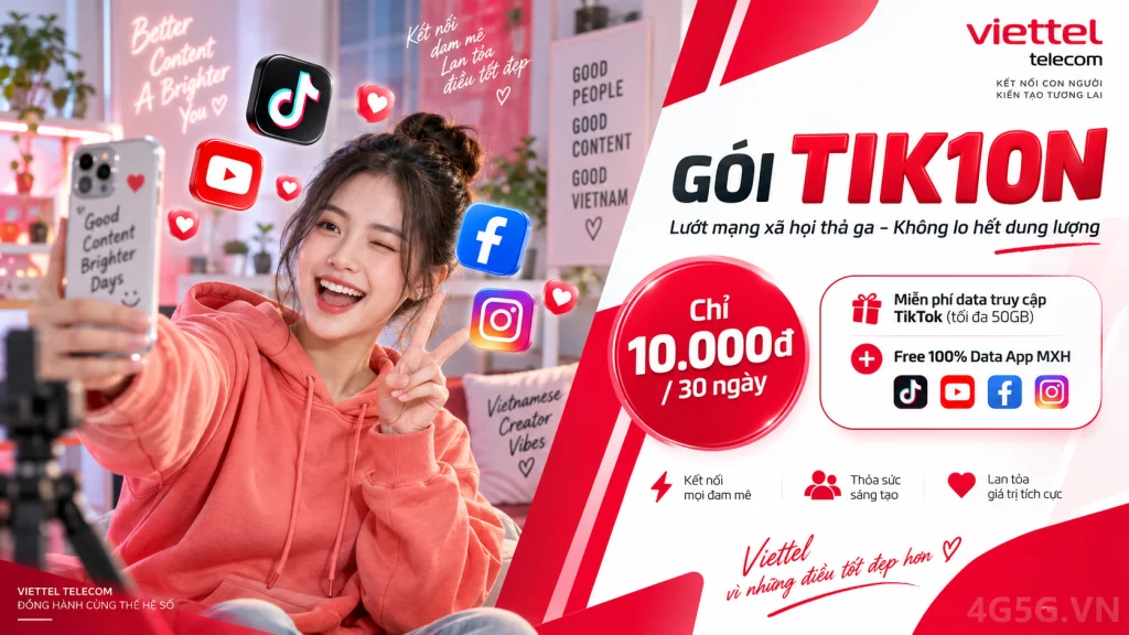 Ảnh đại diện gói cước Gói TIK10N Viettel – 10.000đ mỗi 30 ngày cho data TikTok của thuê bao GIC