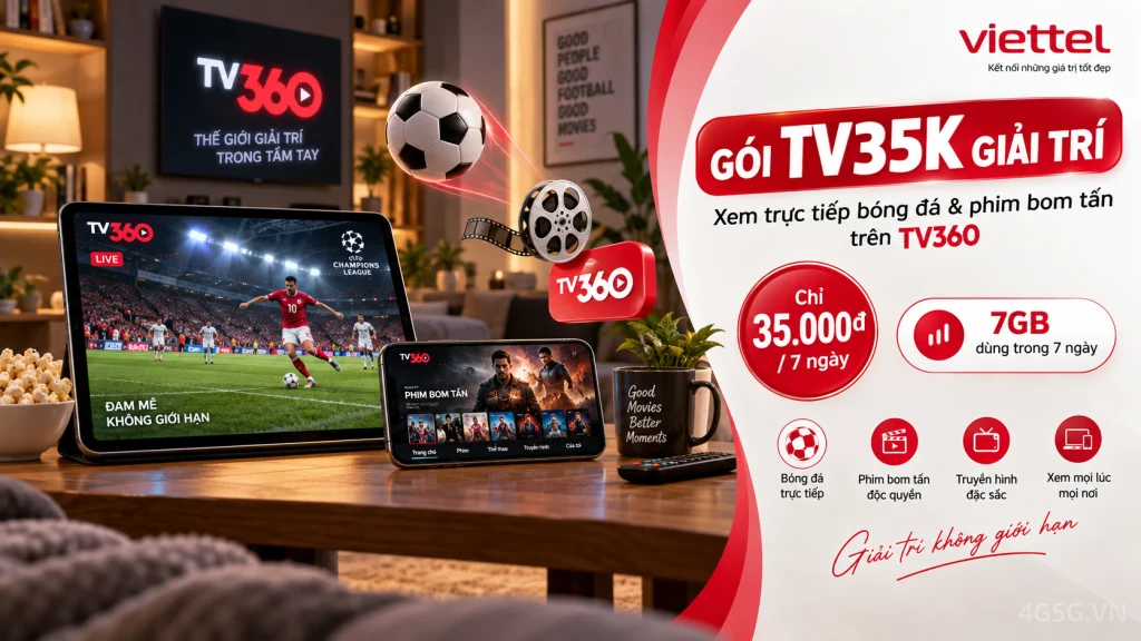 Ảnh đại diện gói cước Gói TV35K Viettel – 35.000đ cho 7 ngày, 7GB kèm quyền xem TV360
