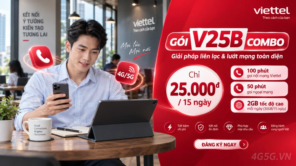 Ảnh đại diện gói cước Gói V25B Viettel – 2GB và gọi nội mạng 10 phút mỗi cuộc, 15 ngày giá 25.000đ