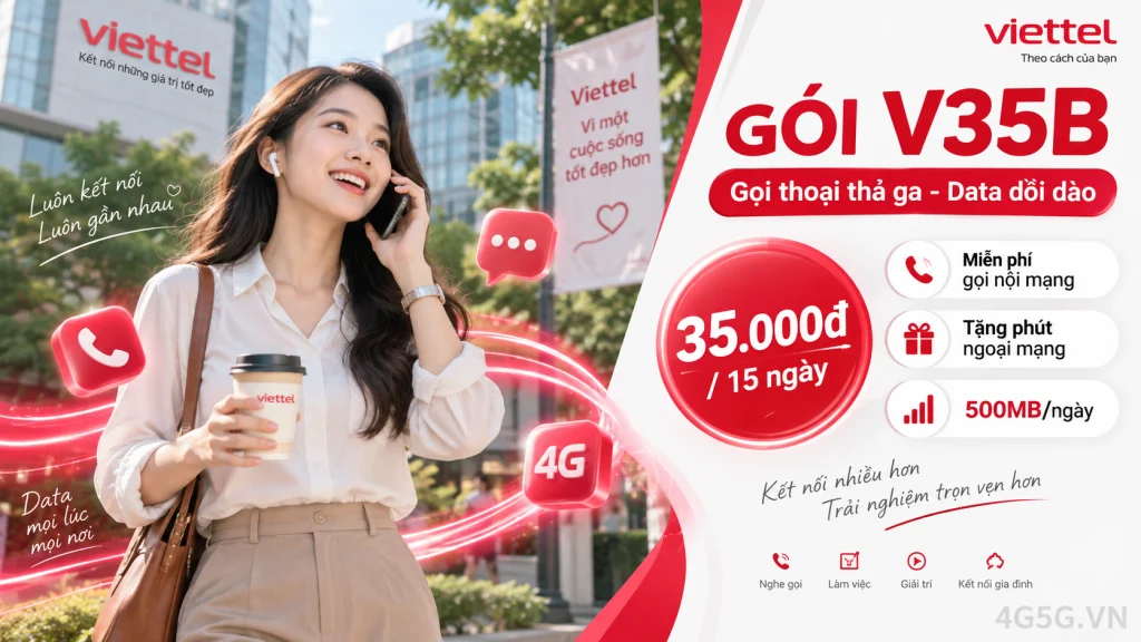 Ảnh đại diện gói cước Gói V35B Viettel – 500MB/ngày và gọi nội mạng 10 phút mỗi cuộc, 15 ngày giá 35.000đ