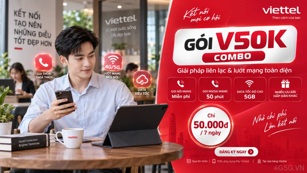 Ảnh đại diện gói cước Gói V50K Viettel – 7GB và gọi nội mạng 20 phút mỗi cuộc, 7 ngày giá 50.000đ