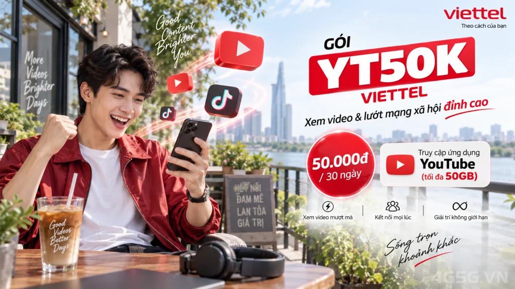 Ảnh đại diện gói cước Gói YT50K Viettel – truy cập YouTube tối đa 50GB trong 30 ngày giá 50.000đ