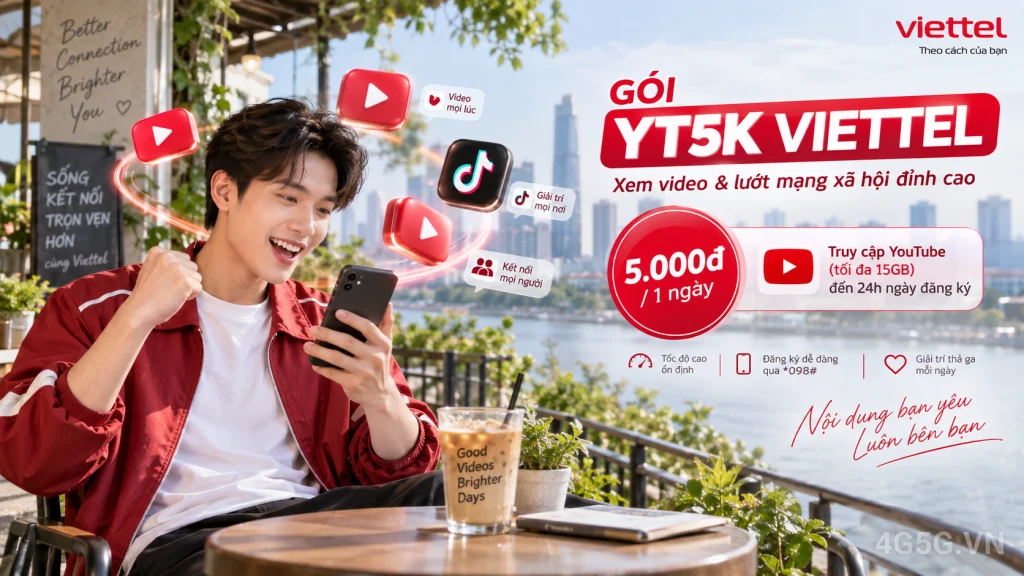 Ảnh đại diện gói cước Gói YT5K Viettel – 5.000đ cho 15GB YouTube đến hết ngày